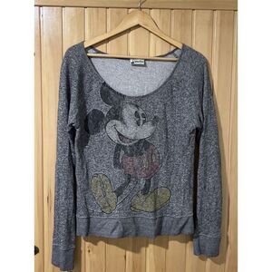 Vintage Disney Women's Knit Mickey Shirt Women's‎ Size Medium Gray
